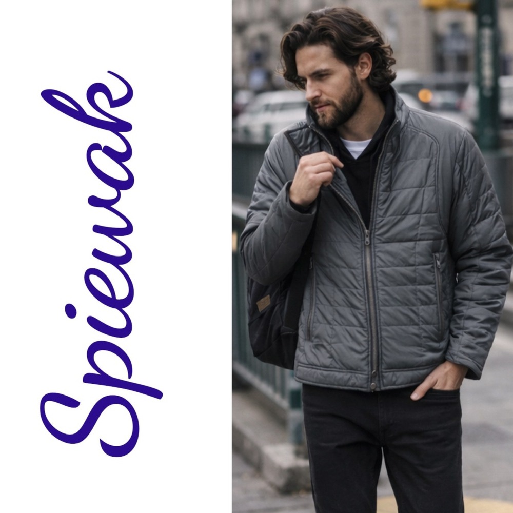 SPIEWAK Primaloft Quilted Utility Jacket Gray‎ Urban Minimalist Commuter Size M